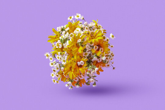 Bouquet of flowers in shape of earth