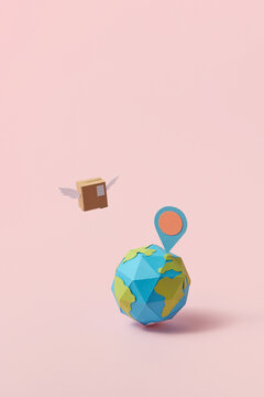 Package flying to red drop pointer