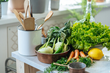 Fresh farm greens and vegetables