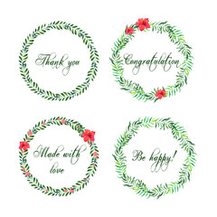 Watercolor frame for design, postcards, invitation with tropical leaves and flowers