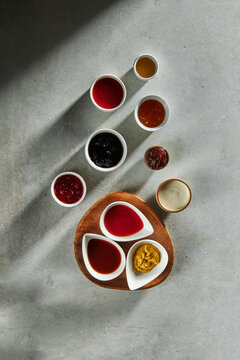 Spices On Grey Background.