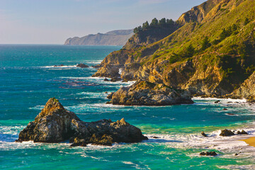Sea Stacks on The Big Sur Coastline, Julia Pfeiffer Burns State Park, Big Sur, California, USA