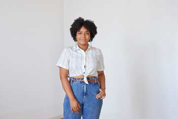 Stylish curve woman in crop top