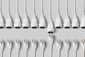 Rows of disconnected extension cords