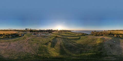 Obraz premium 360 landscape near to a river on sunset