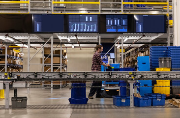 Computer monitors at warehouse