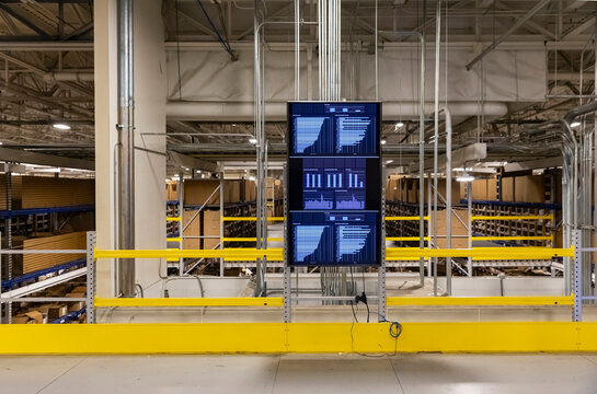 Statistics on monitor  at E-Commerce Warehouse 