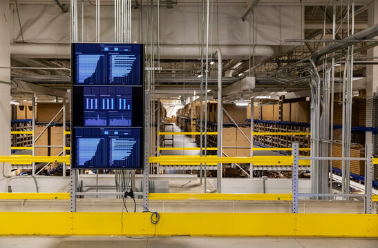 Statistics on screen at ECommerce Warehouse 