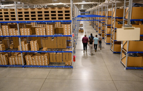 Logistics Meeting at E-Commerce Warehouse Distribution