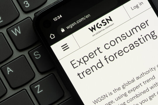 Portland, OR, USA - Jan 6, 2022: Homepage of WGSN is seen on a Google Pixel smartphone. WGSN is a trend forecasting company of parent organisation Ascential.