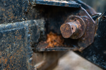 Close up of a part of a logging tractor.