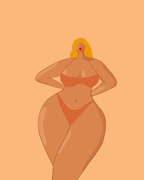 Curvy woman in bikini