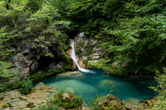 Beautiful waterfall and lagoon in the forest