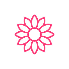 simple line flower icon on white background
