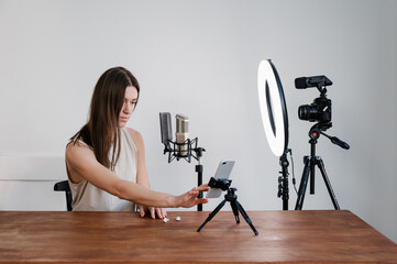 Woman going live in studio