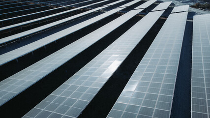Solar Cell in the Solar Farm. Concept of sustainable of green energy by generate energy power from sunlight.