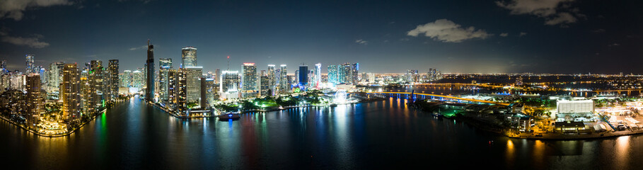 Fototapeta na wymiar Amazing aerial panorama Downtown Miami FL USA