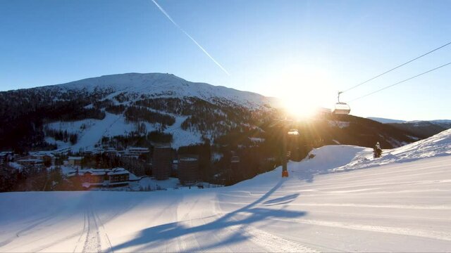 Sunrise in Austria Mountains at Winter