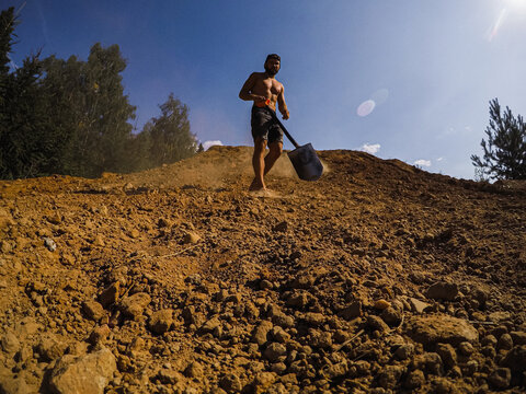 Summer Working Men With Shovel