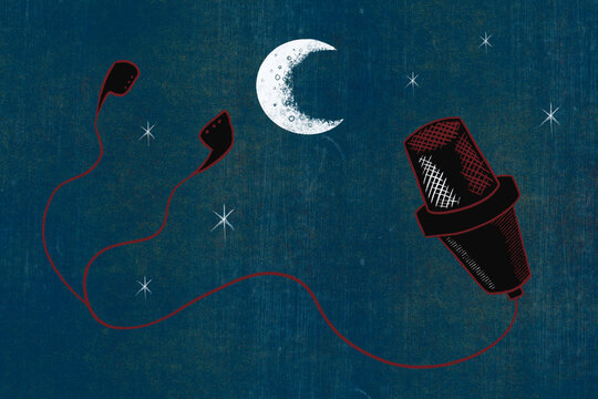 Nighttime podcast concept