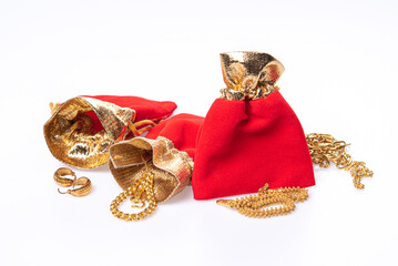 Obraz premium Chinese red bag of gold necklace, tradition culture of Chinese Celebration