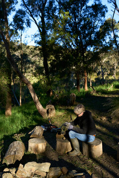 Gardener prepares a whipper snipper