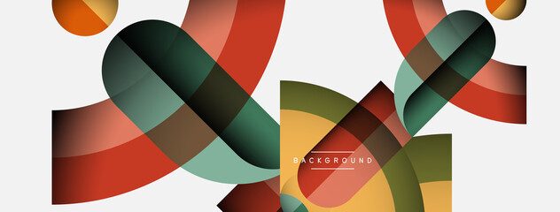 Geometric abstract background. Round shapes, circles, lines composition for wallpaper banner background or landing page