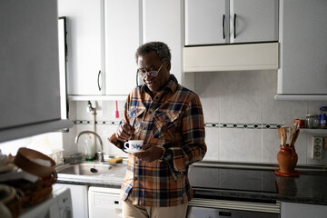 Aged man relaxed at home