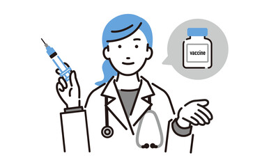 注射器を持つ女性の医者