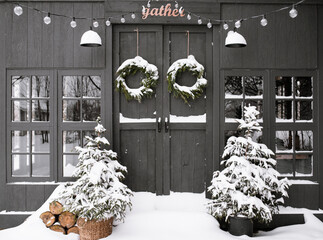 Snowy shed doors