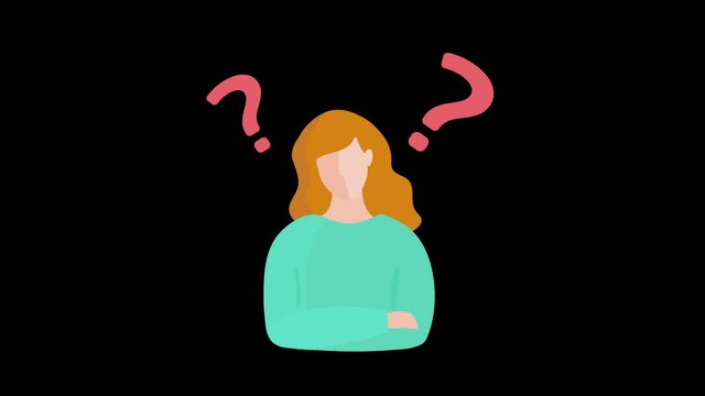 Woman with question marks 01 / Poker face