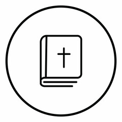 Fototapeta premium Bible line icon inside circle, black outline, line icons.