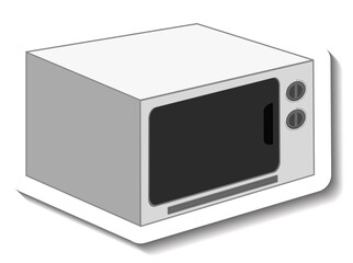 Isolated white microwave sticker
