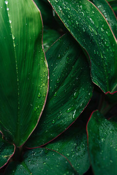 Pink and green tai plant leaves