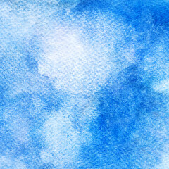 Blue watercolor background. Handmade background of paint brush art texture.