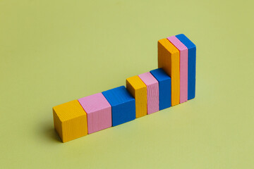 Сolorful wooden blocks lined up 