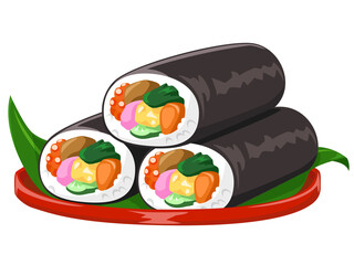 恵方巻き　3段重ね（お皿） / 節分素材　アイコン/ベクター画像