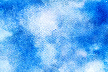 Blue watercolor background. Handmade background of paint brush art texture.