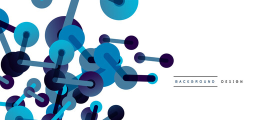 Line points connections geometric abstract background. Circles connected by lines. Trendy techno business template for wallpaper, banner, background or landing