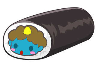 青鬼の恵方巻き / 節分素材　アイコン/ベクター画像