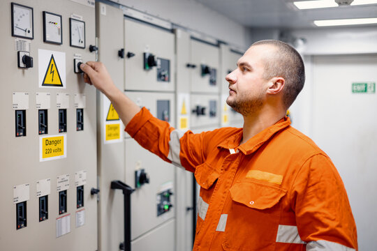 mechanic controlling vessel engines