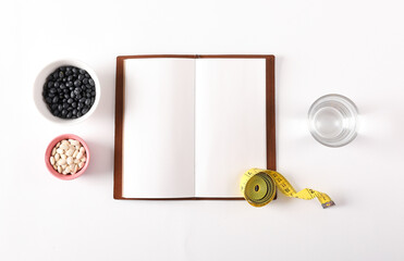 A scene of deciding and planning a diet for the new year (with a copy space)