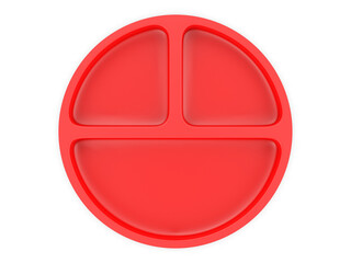 Blank divided compartment food tray plate template. 3d render illustration.