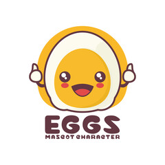 vector boiled egg cartoon mascot , suitable for, logos, prints, stickers