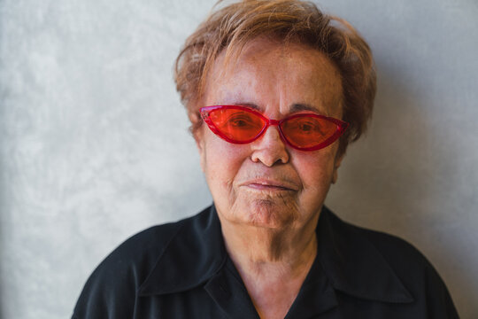 Senior Woman with Cool Red Sunglasses