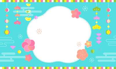 春の和風デザインイラスト・バナー素材