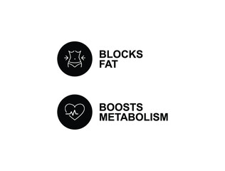blocks fat boosts metabolism logo  - obrazy, fototapety, plakaty