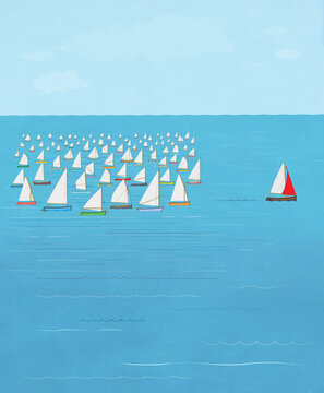 Ahead of the Competition - Portrait Format / Catboats