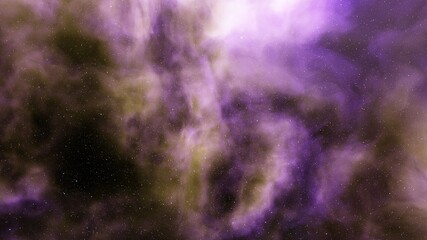 nebula gas cloud in deep outer space, science fiction illustrarion, colorful space background with stars 3d render