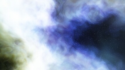nebula gas cloud in deep outer space, science fiction illustrarion, colorful space background with stars 3d render